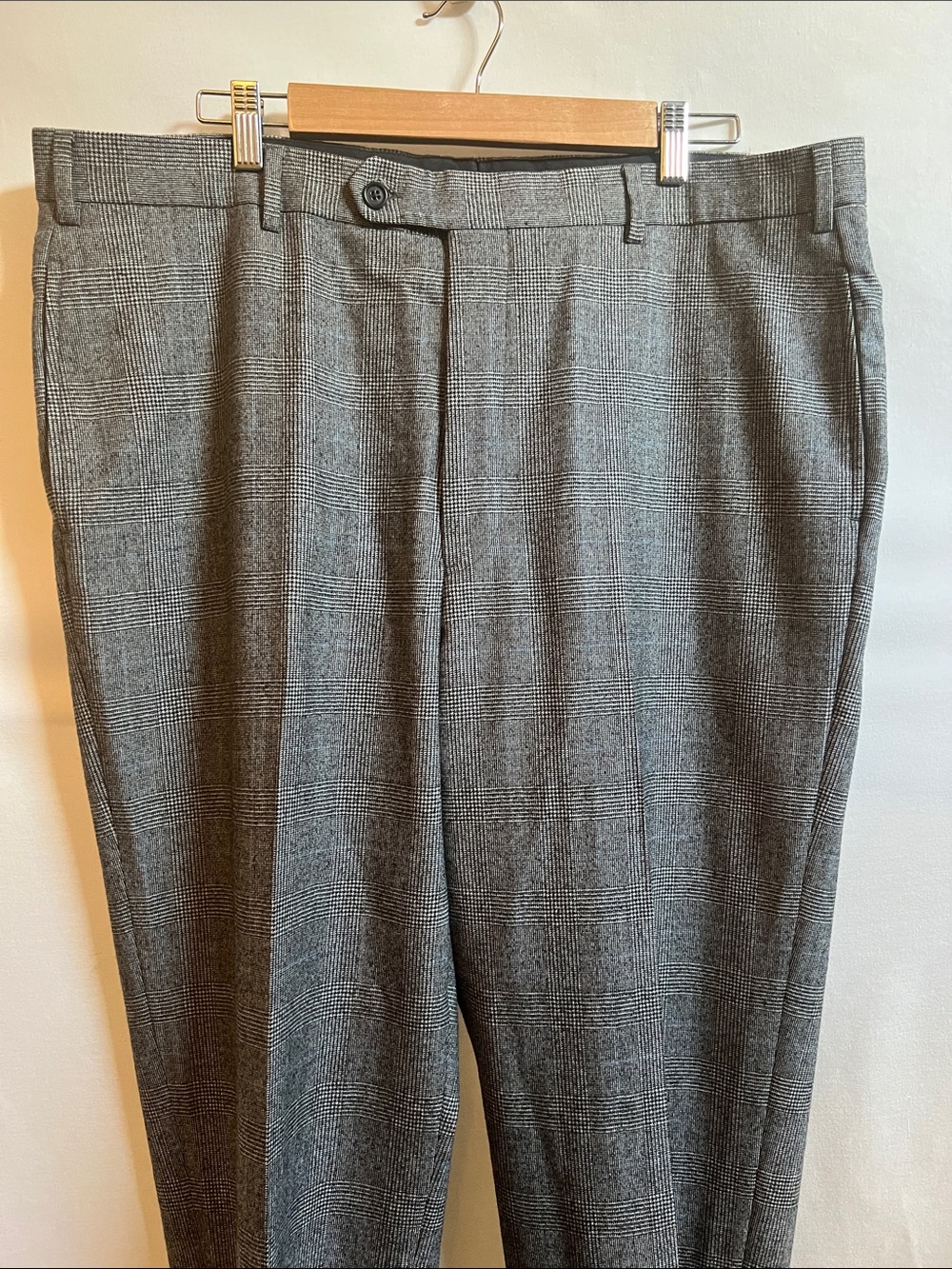 Brooks Brothers 100% Wool Black & White Houndstooth Plaid Men's Dress Pants